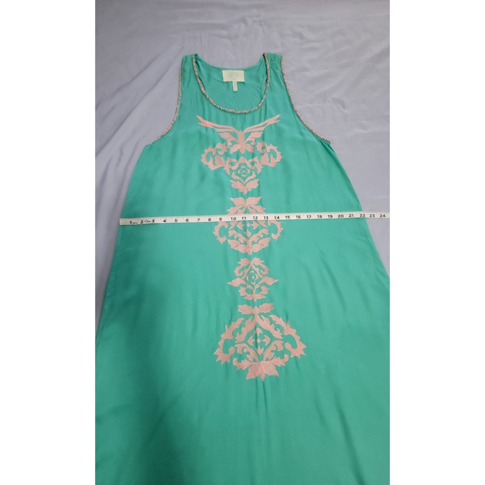 Anthropologie Z&L Europe Women M Turquoise Embroidered Beaded Boho Maxi sz M - Picture 11 of 12